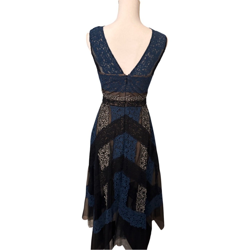 BCBGMaxAzria Black and Blue Asymmetrical Sundress